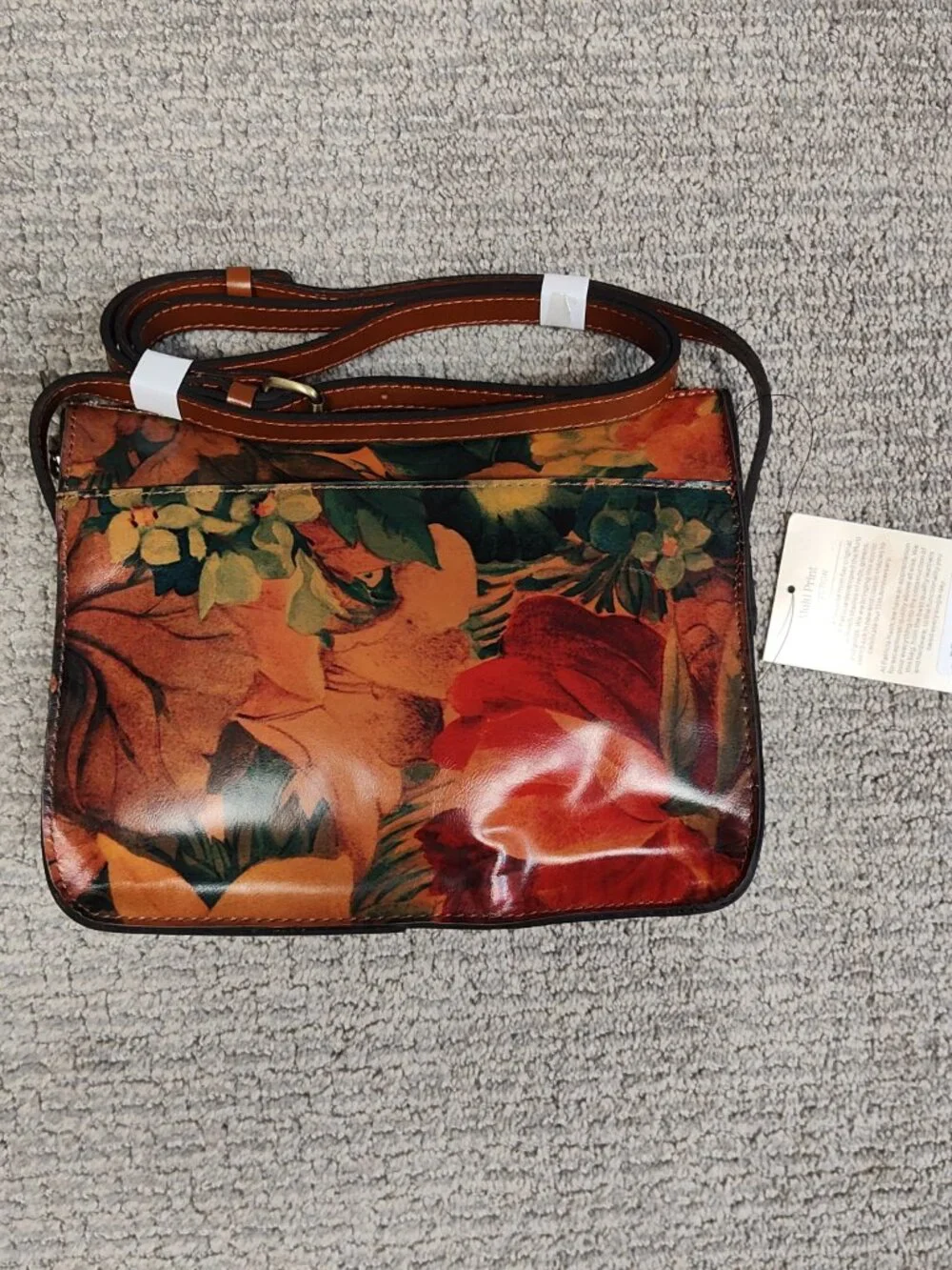 NWT! Patricia Nash Leather Vallata Crossbody Purse in Multi Print Pattern